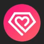 El logotipo de corazón rosa de BrilliantVR, un icono que representa el contenido de la marca centrado en personajes virtuales.