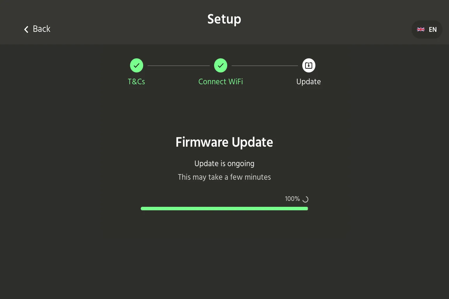 The Handy 2 Pro después de completar la configuración y la actualización del firmware