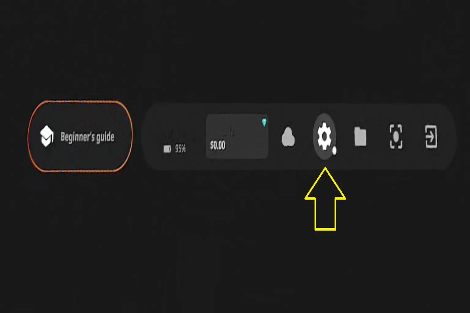 Menú principal de DeoVR con el icono de Settings señalado