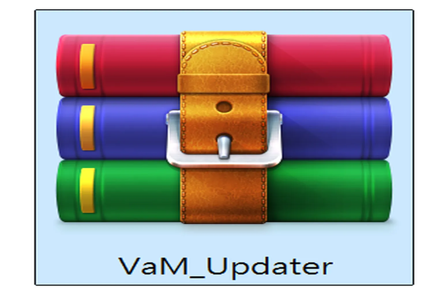 Archivo comprimido VaM_Updater descargado, con el icono de tres libros apilados.