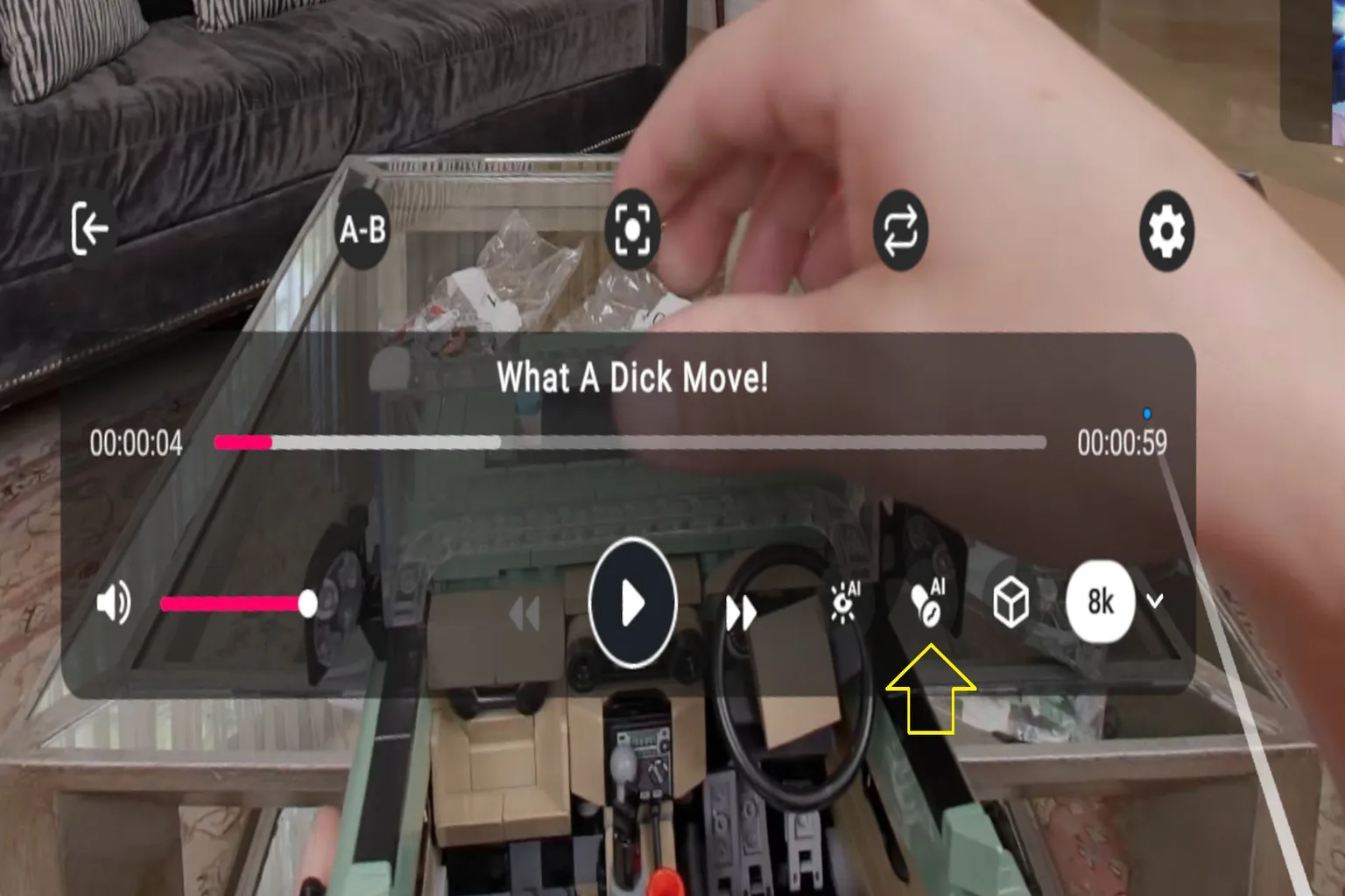 Reproducción de un vídeo interactivo en VRPorn con la función AI activada